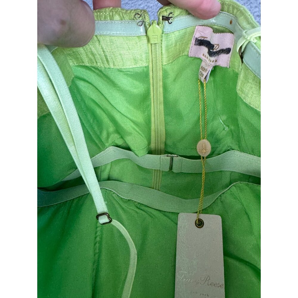 Tracy Reese Jasmine Green Peplum Bustier Dress NWT Size 6 Linen Blend Womens - Picture 14 of 16